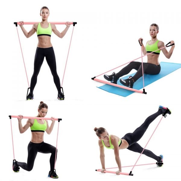 New Fitness Sport Pilates Bar Kit Gym Workout Stick Pilates Exercise Bar Kit with Resistance Band Body Building Puller Yoga Rope