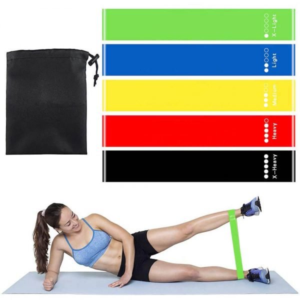 5Pcs/set Resistance Bands with 5 Different Resistance Levels Yoga Bands Home Gym Exercise Fitness Equipment Pilates Training