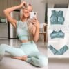 2/3Pcs Seamless Sport Set Women Fitness Sport Suit Bra/Crop Vest Hollow Out Leggings Set Workout Outfit Sport Wear Yoga Sets New