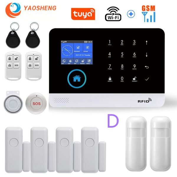 Wireless WIFI GSM Home Security Alarm System For Tuya Smart Life APP With Motion Sensor Gift SOS Compatible With Alexa & Google