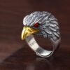 s925 silver original design Japanese and Korean trendy retro exaggerated domineering eagle opening adjustable men's ring