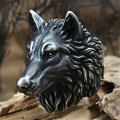 Personality Wolf Head Rings for Motorcycle Party Domineering Cool Punk Animal Silver Color Rings for Men Jewelry Accessories