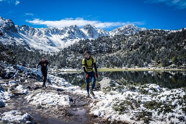 mountain trail in winter with snow